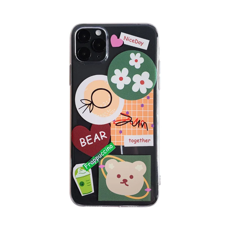 2021Cute Cartoon Flower Sticker Bear Case For iPhone 11 11PROMAX 11PRO SE2020 7 8 7Plus 8Plus X XS XSMAX XR Transparent Case
2021Cute Cartoon Flower Sticker Bear Case For iPhone 11 11PROMAX 11PRO SE2020 7 8 7Plus 8Plus X XS XSMAX XR Transparent Case
