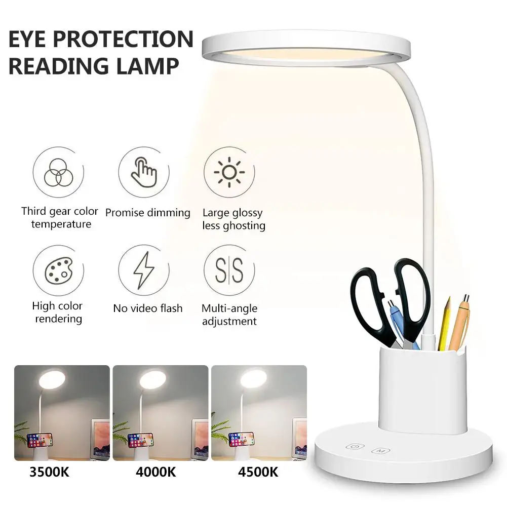 Table Lamp Color Adjustble Touch Control Reading Lamp With Pen Mobile Phone Holder Eye Protection Desk Light For Home Dormitory
Table Lamp Color Adjustble Touch Control Reading Lamp With Pen Mobile Phone Holder Eye Protection Desk Light For Home Dormitory