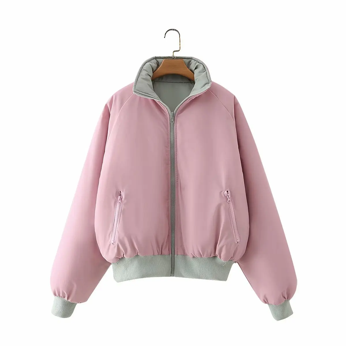 Zoulv2020 Winter Double-sided Wear Loose Color Matching Stand-up Collar Zipper Slim-fit Jacket Flight Jacket Cotton-padded Coat
Zoulv2020 Winter Double-sided Wear Loose Color Matching Stand-up Collar Zipper Slim-fit Jacket Flight Jacket Cotton-padded Coat
