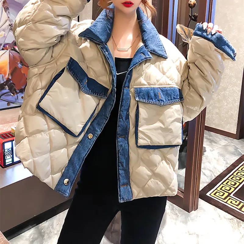 Winter Women Bomber Jacket Denim Patchwork 2021 New Plaid Padded Coat Female Fashion Short Parkas Streetwear
Winter Women Bomber Jacket Denim Patchwork 2021 New Plaid Padded Coat Female Fashion Short Parkas Streetwear