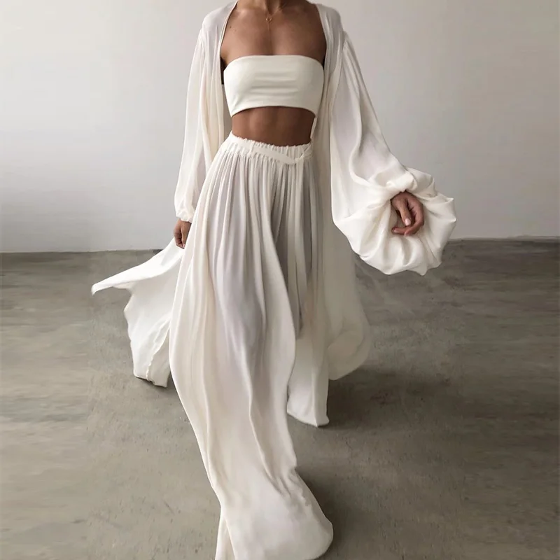 Spring Soft Women Three Piece Set Fashion Wrap Cardigan Tops And High Waist Pants Suit Female Casual Simple Tracksuits Homewear
Spring Soft Women Three Piece Set Fashion Wrap Cardigan Tops And High Waist Pants Suit Female Casual Simple Tracksuits Homewear
