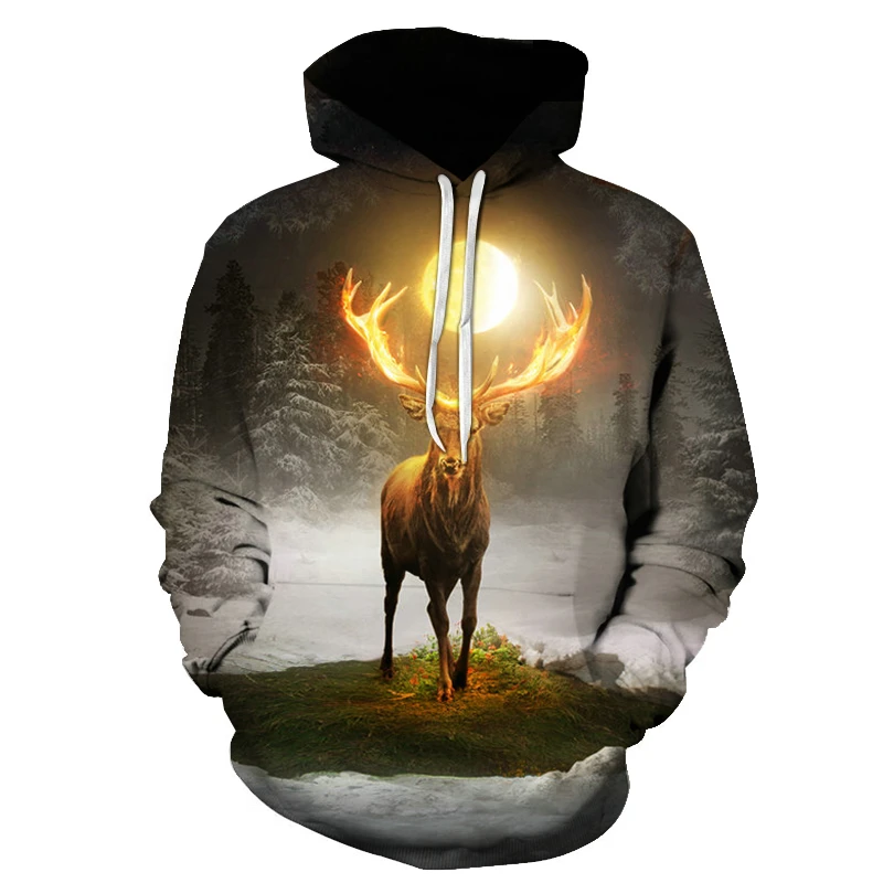 New Animal Series 3D Printing Men's Long Sleeve Pullover Deer Wolf Pattern Super Dalian Hoodie for Couples
New Animal Series 3D Printing Men's Long Sleeve Pullover Deer Wolf Pattern Super Dalian Hoodie for Couples