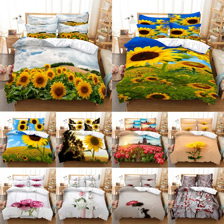 3D HD flower Quilt Cover Pillow Case Rose Sunflower bed Set Linen Duvet Tulip King Queen Twin Single Double 3PCS 2PCS Textile
3D HD flower Quilt Cover Pillow Case Rose Sunflower bed Set Linen Duvet Tulip King Queen Twin Single Double 3PCS 2PCS Textile