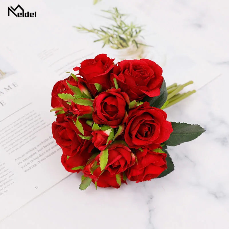 Meldel 18 Heads Silk Rose Artificial Flowers Bouquet Fake Rose Flowers Home Decoration for Wedding Party Birthday Big Bunch Rose
Meldel 18 Heads Silk Rose Artificial Flowers Bouquet Fake Rose Flowers Home Decoration for Wedding Party Birthday Big Bunch Rose