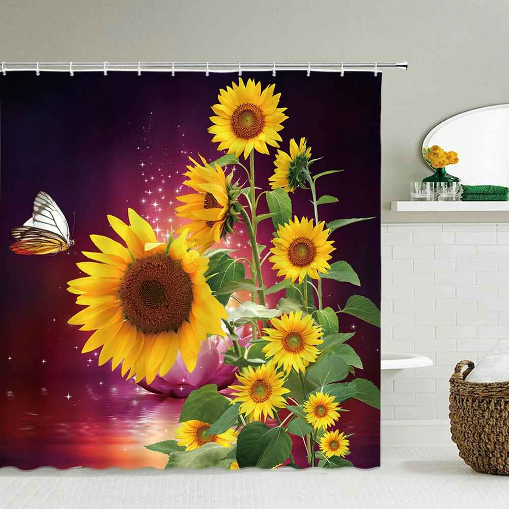 Fresh Flowers Butterfly Shower Curtains Bathroom Curtain Frabic Waterproof Polyester Decoration Bath Curtains with Hooks
Fresh Flowers Butterfly Shower Curtains Bathroom Curtain Frabic Waterproof Polyester Decoration Bath Curtains with Hooks