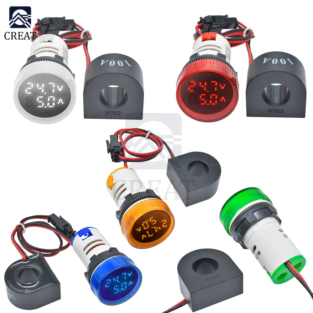 Mini LED Digital Voltmeter Ammeter AC 50-500V 0-100A Current Voltage Indicator Meter Volt Amp Tester Detector 22mm Circle Panel
Mini LED Digital Voltmeter Ammeter AC 50-500V 0-100A Current Voltage Indicator Meter Volt Amp Tester Detector 22mm Circle Panel