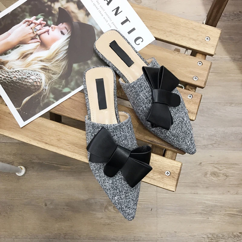 2019 Summer Flats Mules Lady Sandals Slippers Big butterfly Knot Decoration Bow Slip On Pointed Toe Women Mules Outdoor Slippers
2019 Summer Flats Mules Lady Sandals Slippers Big butterfly Knot Decoration Bow Slip On Pointed Toe Women Mules Outdoor Slippers