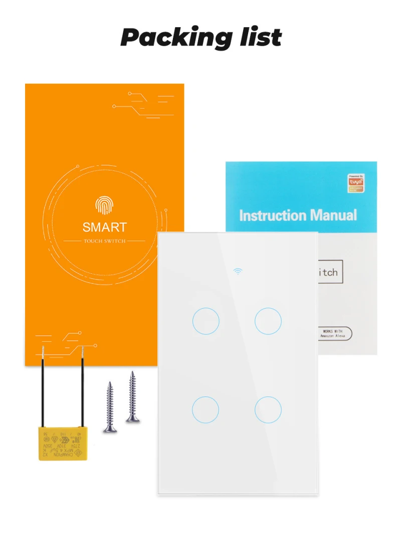 Tuya WiFi+433MHZ Smart Light Touch Switch Smart Life/Tuya APP Control 1/2/3/4 Gang Work With Alexa Google Home No Neutral
Tuya WiFi+433MHZ Smart Light Touch Switch Smart Life/Tuya APP Control 1/2/3/4 Gang Work With Alexa Google Home No Neutral
