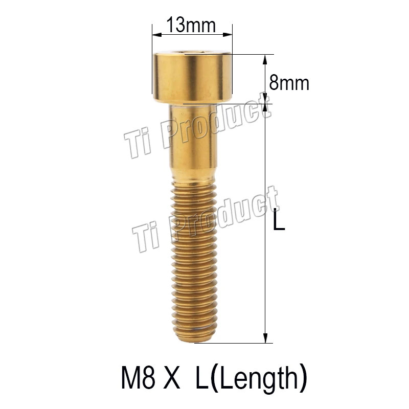 1Pcs GR5 Titanium Alloy Bolts M8*20 25 30 35 40 50 60 70mm Allen Key Stigma Head Refitted Screws for Motorcycles 
1Pcs GR5 Titanium Alloy Bolts M8*20 25 30 35 40 50 60 70mm Allen Key Stigma Head Refitted Screws for Motorcycles