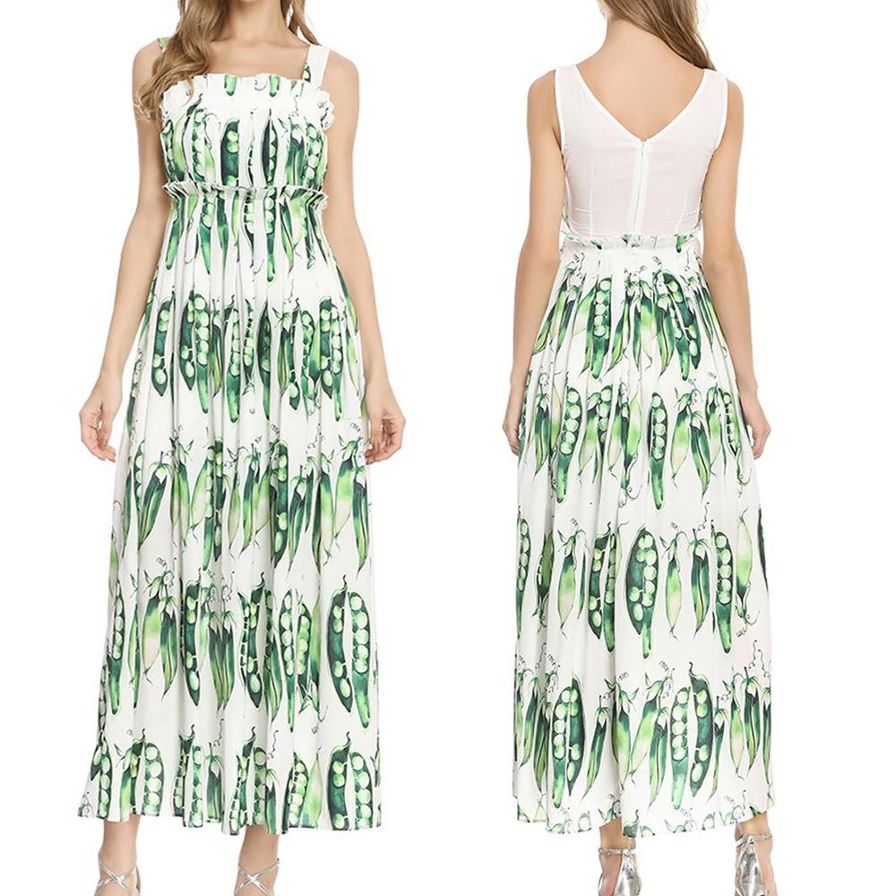 Summer New Style Vitatge Bean Print Strapless Ladies Stright Ankle-length Sleeveless Camisole Women High Slim Waist Vest Dress
Summer New Style Vitatge Bean Print Strapless Ladies Stright Ankle-length Sleeveless Camisole Women High Slim Waist Vest Dress