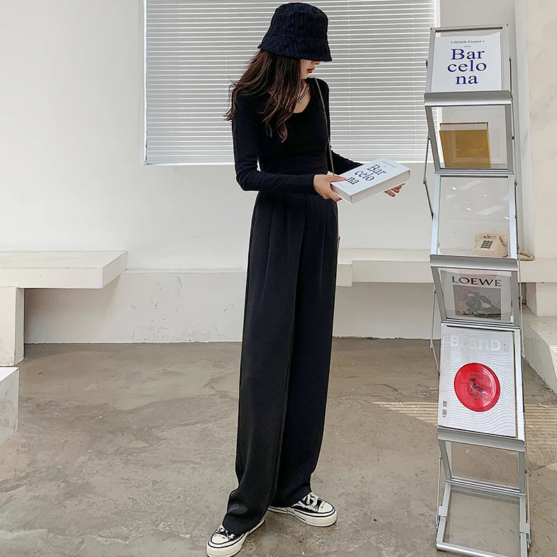 Straight Suits Pants Women 2021 Spring Loose Wide Leg Pants High Waist Draped Black Suit Trouser Plus Size Black Pants
Straight Suits Pants Women 2021 Spring Loose Wide Leg Pants High Waist Draped Black Suit Trouser Plus Size Black Pants