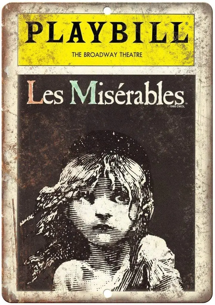 Playbill Broadway Theatre Les Miserables Tin Sign Vintage Wall Poster Retro Iron Painting Metal Plaque Sheet for Bar Cafe Garage
Playbill Broadway Theatre Les Miserables Tin Sign Vintage Wall Poster Retro Iron Painting Metal Plaque Sheet for Bar Cafe Garage