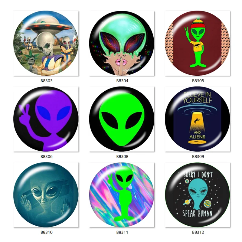 E.T Alien extraterrestrial GREEN 10pcs mixed 12mm/18mm/20mm/25mm Round photo glass cabochon demo flat back Making findings TL538
E.T Alien extraterrestrial GREEN 10pcs mixed 12mm/18mm/20mm/25mm Round photo glass cabochon demo flat back Making findings TL538
