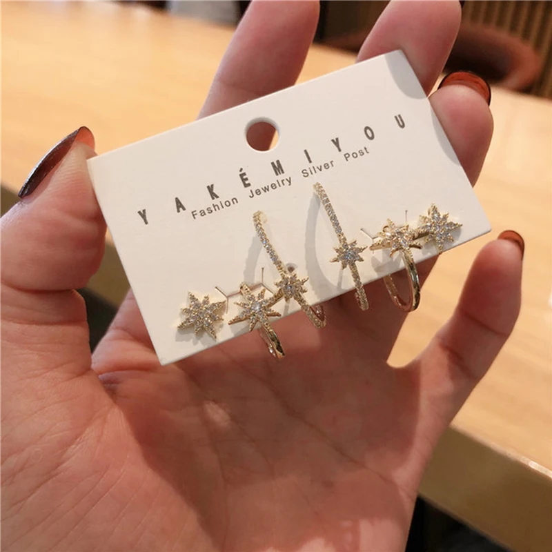 VENTFILLE 6 Pieces/set 925 Sterling Silver Star Earrings Set for Women Personality Luxury Micro Zircon Earrings Party Jewelry
VENTFILLE 6 Pieces/set 925 Sterling Silver Star Earrings Set for Women Personality Luxury Micro Zircon Earrings Party Jewelry