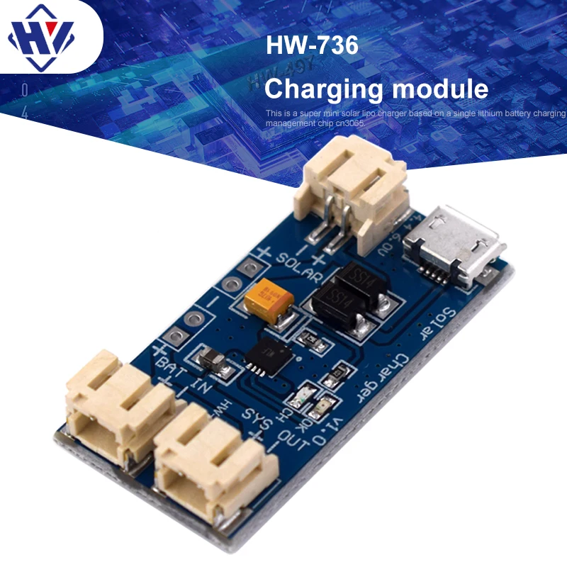 CN3065 Chip DIY 4.4V-6V 500Ma Mini Solar Lipo Charger Board Lithium Battery Charge Outdoor Charging Board Module for Arduino STM
CN3065 Chip DIY 4.4V-6V 500Ma Mini Solar Lipo Charger Board Lithium Battery Charge Outdoor Charging Board Module for Arduino STM