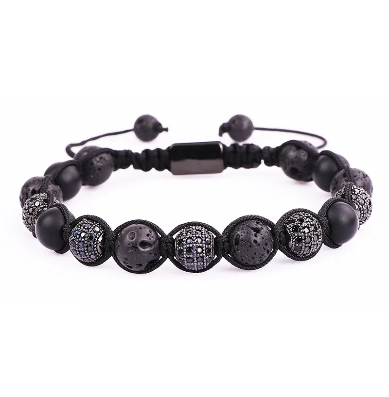 New Arrival Men Bracelet Jewelry 8MM Lava Rock Stone CZ Disc Ball Woven Beads Wrap Bracelets For Men
New Arrival Men Bracelet Jewelry 8MM Lava Rock Stone CZ Disc Ball Woven Beads Wrap Bracelets For Men
