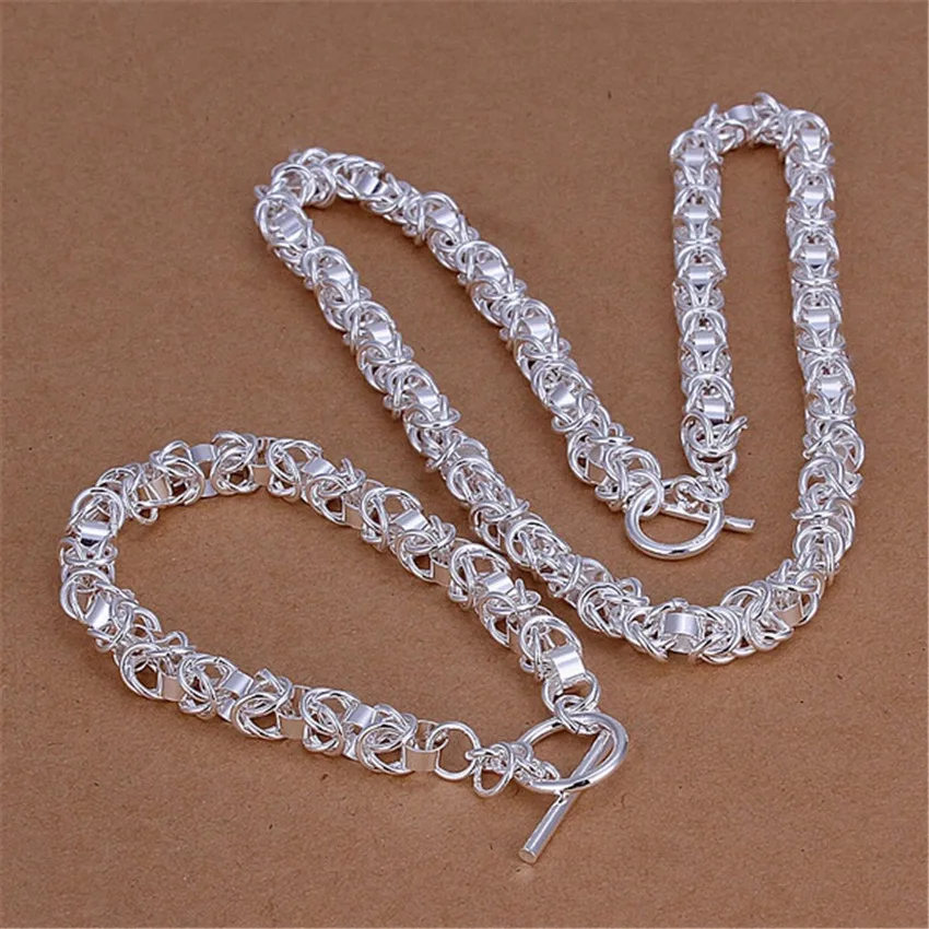 fashion 925 Sterling Silver Bracelets necklace Jewelry set for men women classic Circle chain Fashion Party Christmas Gifts 45cm
fashion 925 Sterling Silver Bracelets necklace Jewelry set for men women classic Circle chain Fashion Party Christmas Gifts 45cm