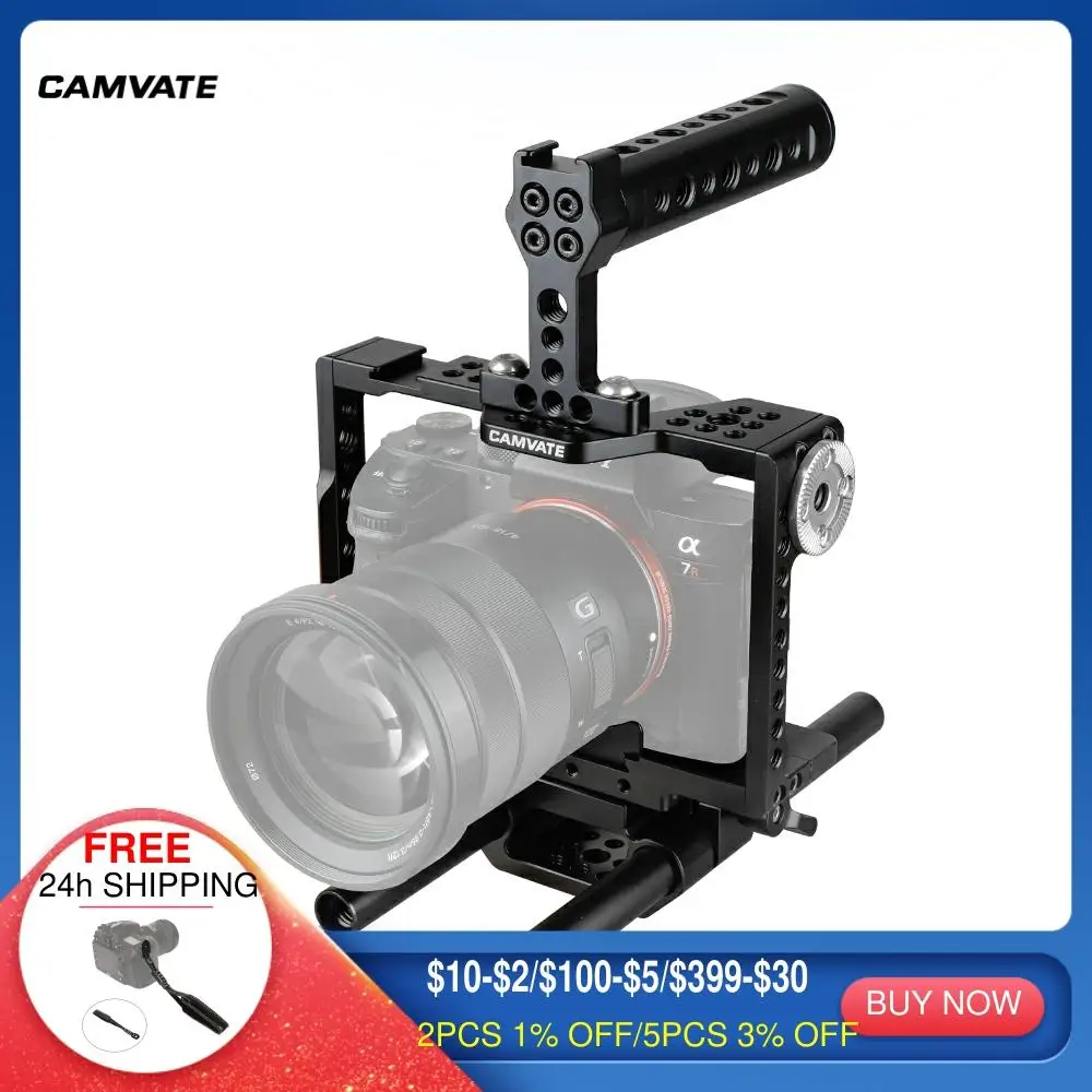 CAMVATE Camera Cage Rig With Top Cheese Handle & 15mm Dual Rod Adapter For Sony a7 II,a7R II,a7S II,a7 III,a7R III,A7R4,a9Series
CAMVATE Camera Cage Rig With Top Cheese Handle & 15mm Dual Rod Adapter For Sony a7 II,a7R II,a7S II,a7 III,a7R III,A7R4,a9Series