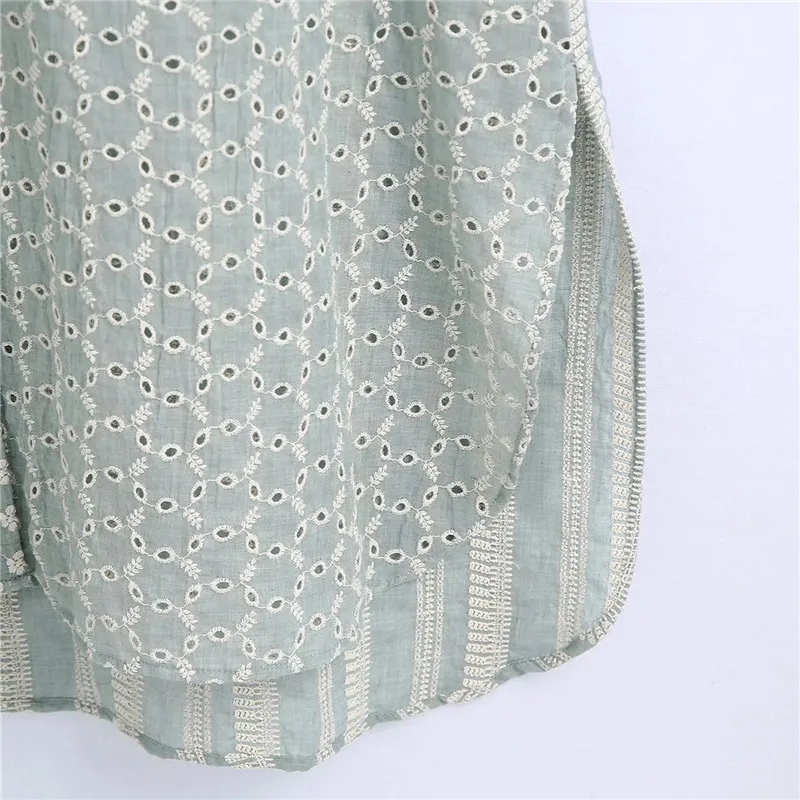 TRAF Za Green Long Shirt Women Floral Embroidery Oversize Shirts Woman Vintage Patchwork Cutwork Long Sleeve Summer Blouse
TRAF Za Green Long Shirt Women Floral Embroidery Oversize Shirts Woman Vintage Patchwork Cutwork Long Sleeve Summer Blouse