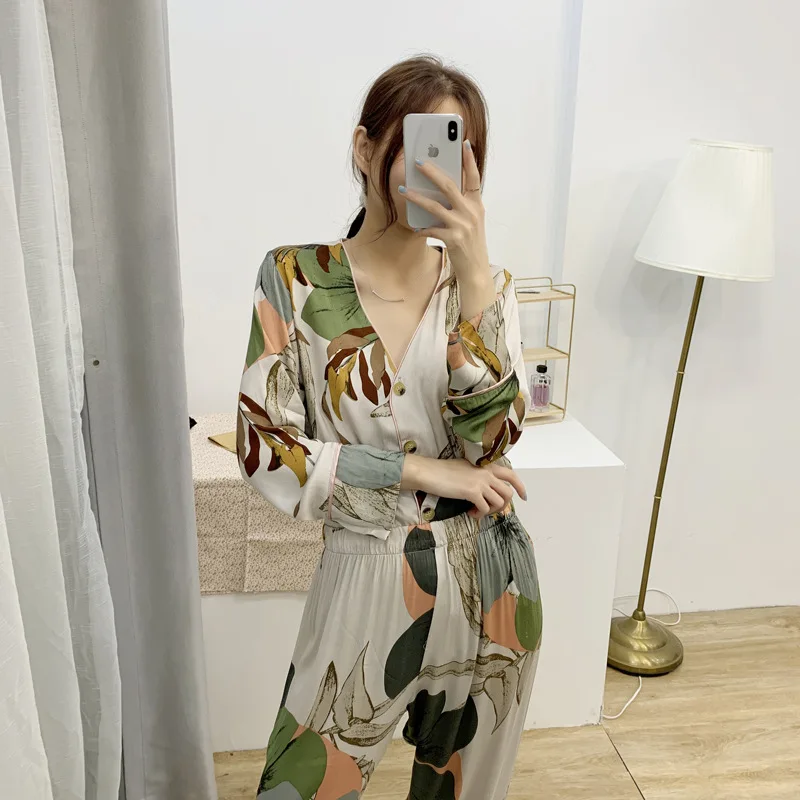 Spring and Summer thin cotton pajamas women's long-sleeved trousers two-piece set leisure home wear Pajamas women's summer
Spring and Summer thin cotton pajamas women's long-sleeved trousers two-piece set leisure home wear Pajamas women's summer