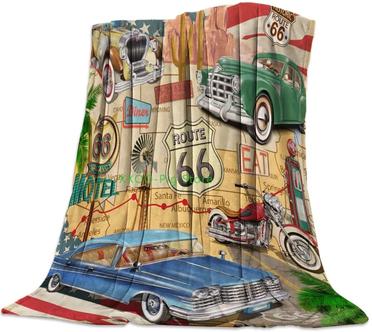A Soft Flannel Fleece Bed Blanket Retro Car Motel Route 66 Throw Blanket All Season Warm Fuzzy Light Weight Cozy Plush Blankets 
A Soft Flannel Fleece Bed Blanket Retro Car Motel Route 66 Throw Blanket All Season Warm Fuzzy Light Weight Cozy Plush Blankets