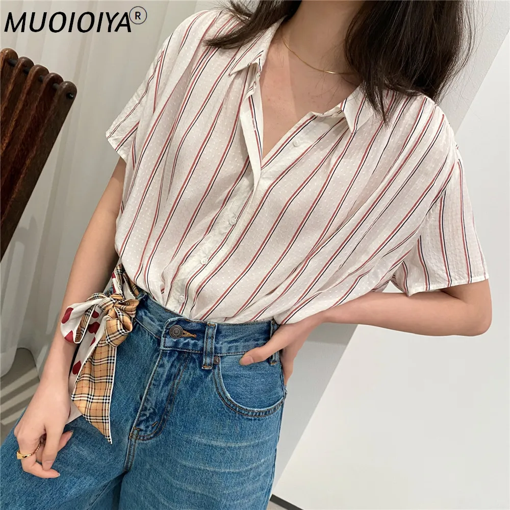Women 100% Viscose Stripes Short Sleeve Blouse New Jacquard Single-Breasted Office Wear Shirt and Tops
Women 100% Viscose Stripes Short Sleeve Blouse New Jacquard Single-Breasted Office Wear Shirt and Tops