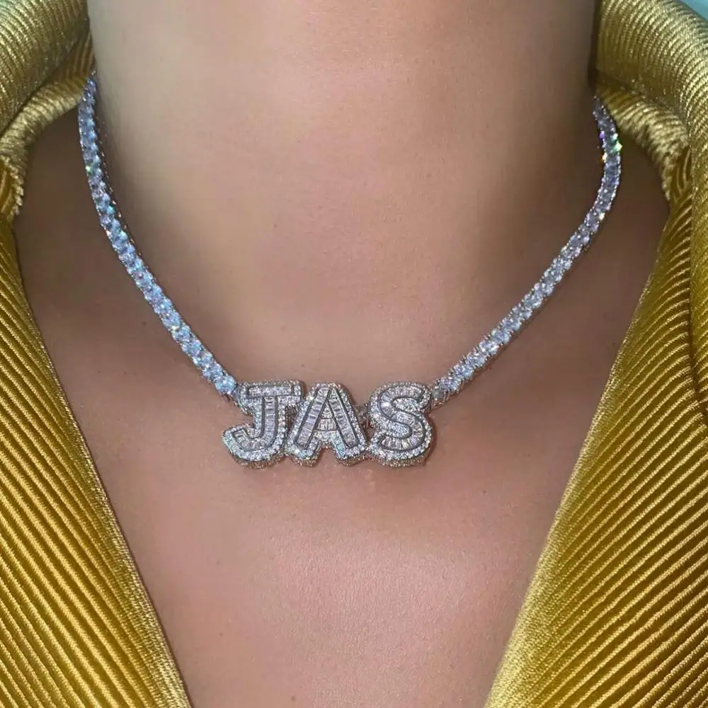 Customized Name Plated Curb Cuban&Tennis Chain Chocker Necklace Iced Out 26 Letters Paved 5a Cz Bling Noble Necklaces For Women
Customized Name Plated Curb Cuban&Tennis Chain Chocker Necklace Iced Out 26 Letters Paved 5a Cz Bling Noble Necklaces For Women