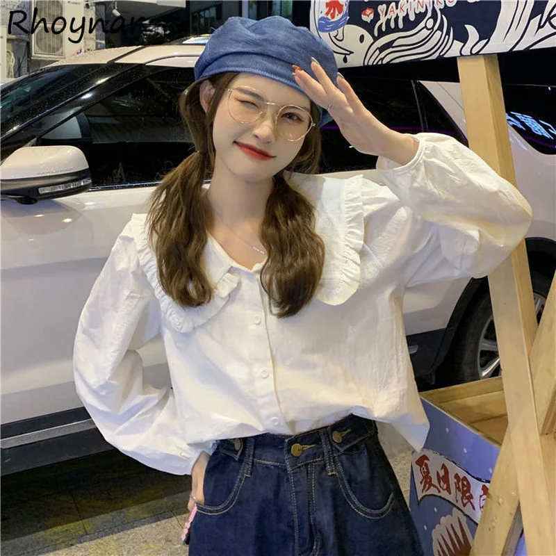 Shirts Women Peter Pan Collar Long Puff Sleeve Solid Elegant Cute All-match Vintage Girls Street Wear Tops Casual Fashion Ins
Shirts Women Peter Pan Collar Long Puff Sleeve Solid Elegant Cute All-match Vintage Girls Street Wear Tops Casual Fashion Ins