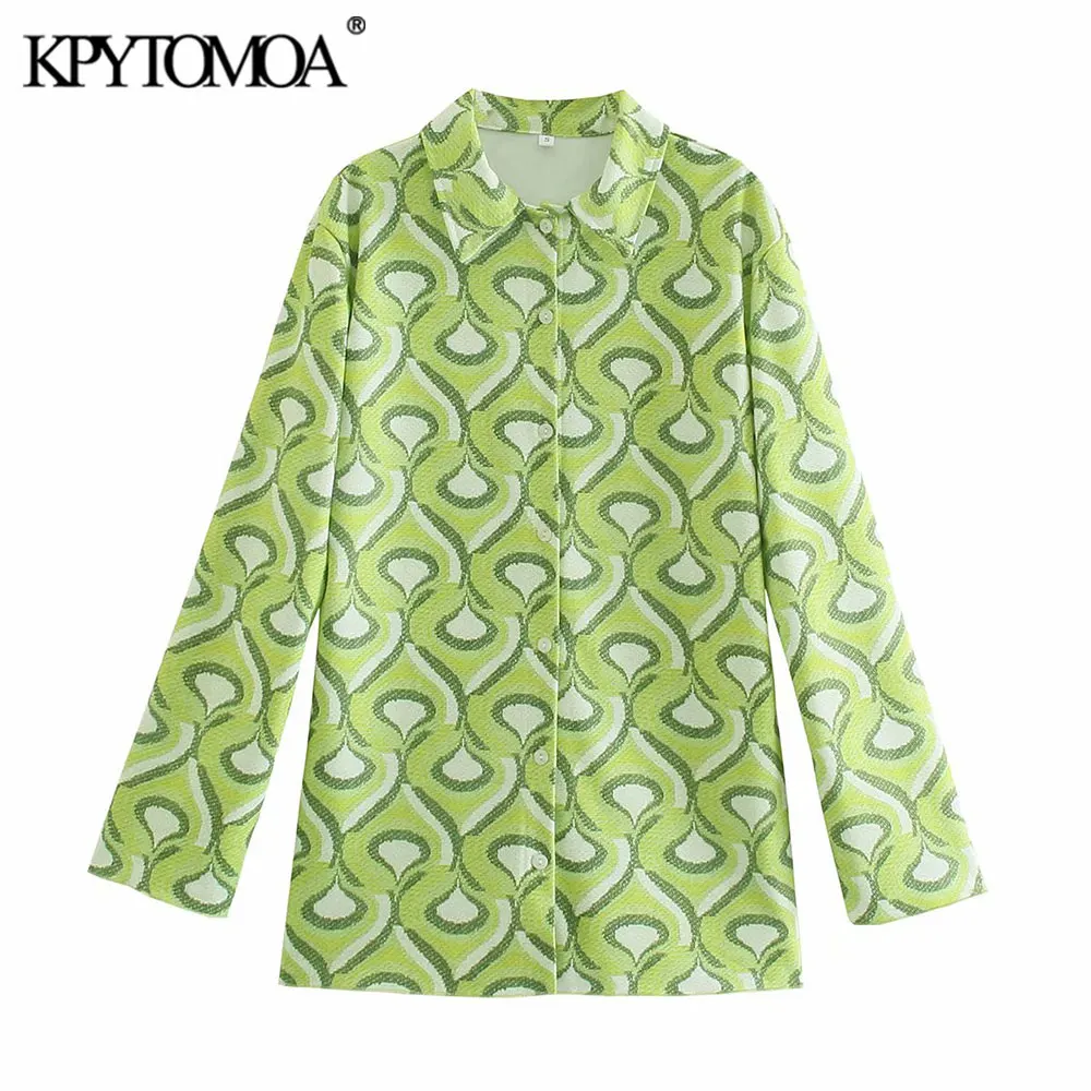 KPYTOMOA Women 2021 Fashion Geometric Print Loose Knitted Blouses Vintage Long Sleeve Button-up Female Shirts Blusas Chic Tops
KPYTOMOA Women 2021 Fashion Geometric Print Loose Knitted Blouses Vintage Long Sleeve Button-up Female Shirts Blusas Chic Tops