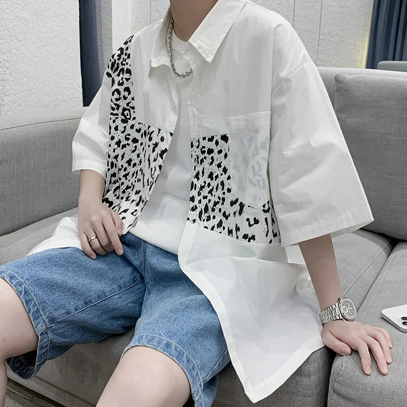 Contrast Splicing Short Sleeve Shirts for Men 2021 Summer New Leopard Print Casual Camisa Homme Loose Fashion Male Clothing Tops
Contrast Splicing Short Sleeve Shirts for Men 2021 Summer New Leopard Print Casual Camisa Homme Loose Fashion Male Clothing Tops