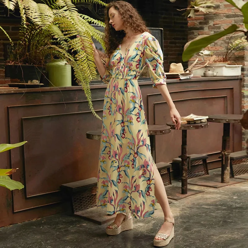 Gedivoen Fashion Runway Summer Dress Women V Neck Floral Print Elegant Midi Dress High Street Party Female Dresses Vestidos
Gedivoen Fashion Runway Summer Dress Women V Neck Floral Print Elegant Midi Dress High Street Party Female Dresses Vestidos