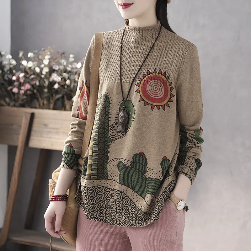 Turtleneck Knitted Sweater Shirt Women Casual Harajuku Long Sleeve Print Shirt Female Pullover Kintwear Top Blouse De Mujer
Turtleneck Knitted Sweater Shirt Women Casual Harajuku Long Sleeve Print Shirt Female Pullover Kintwear Top Blouse De Mujer