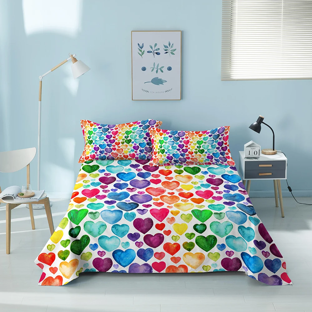 

Цветная простыня с геометрическим рисунком и наволочкой, полиэстеровое покрытие для кровати, двуспальной и двуспальной кровати, домашний текстиль