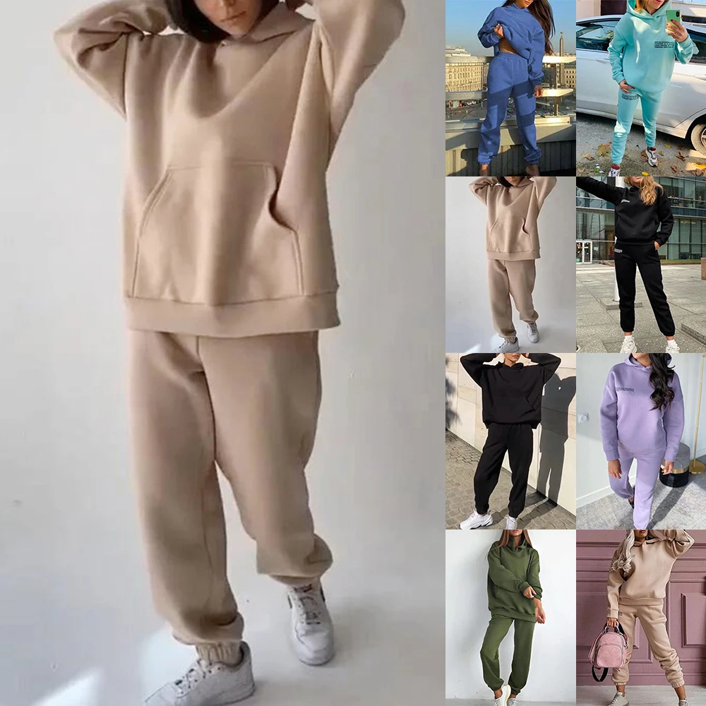 Puimentiua Hoodies Set Women Solid Color Tracksuit Two-piece Set Long Sleeve Hoodies Loose Pants Women Lounge Cloghing
Puimentiua Hoodies Set Women Solid Color Tracksuit Two-piece Set Long Sleeve Hoodies Loose Pants Women Lounge Cloghing