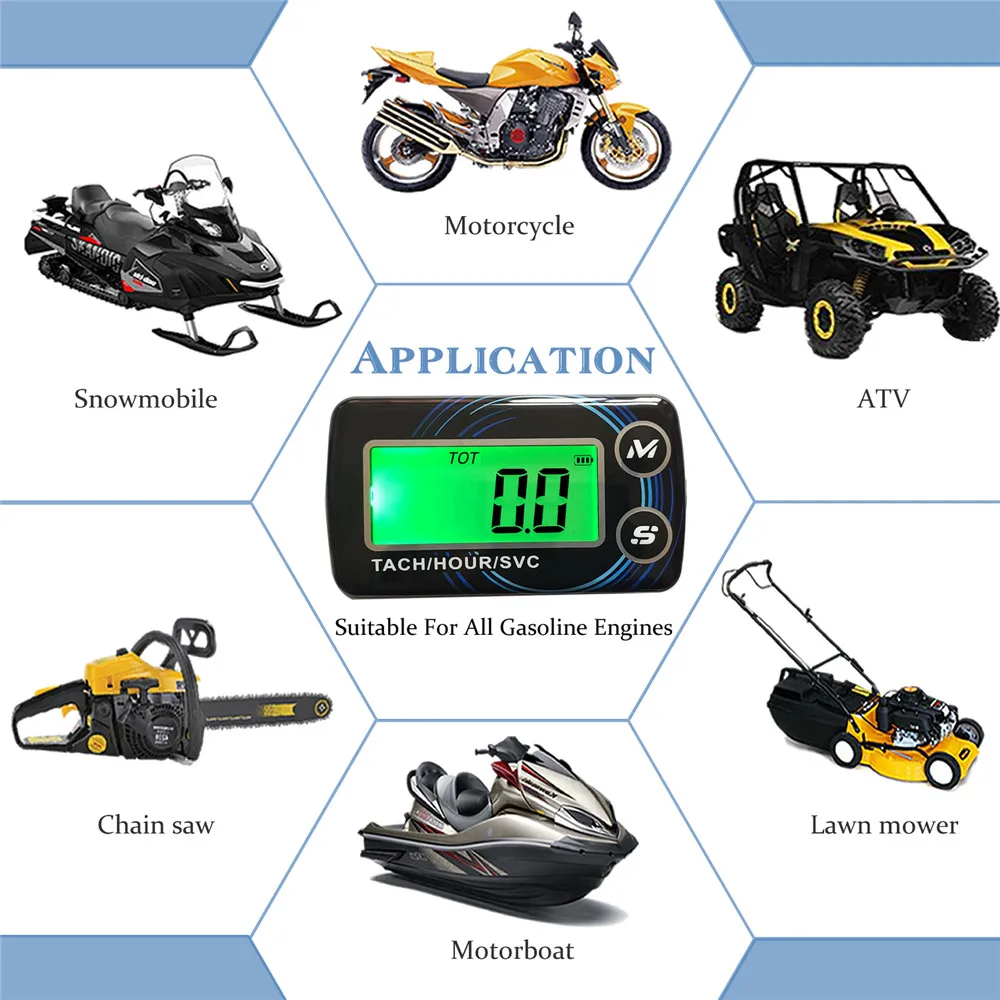Tach hour meter Motorcycle Meter Digital Tachometer Engine Resettable Maintenace Alert RPM Counter for Chainsaws Boats ATV
Tach hour meter Motorcycle Meter Digital Tachometer Engine Resettable Maintenace Alert RPM Counter for Chainsaws Boats ATV