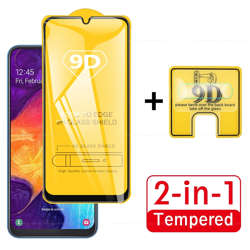 Защитное стекло 2 в 1 для Samsung Galaxy A50 A70 A30 A20 S10e 9D закаленное объектива задней камеры