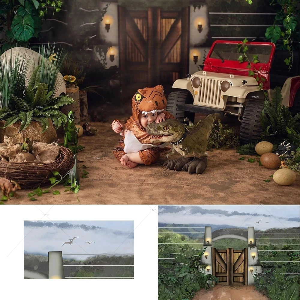Kids Boy 1st Birthday Photography Backdrops Jurassic Park Wooden Gate Forest Entrance Dinosaur Backdrop Baby Portrait Background
Kids Boy 1st Birthday Photography Backdrops Jurassic Park Wooden Gate Forest Entrance Dinosaur Backdrop Baby Portrait Background