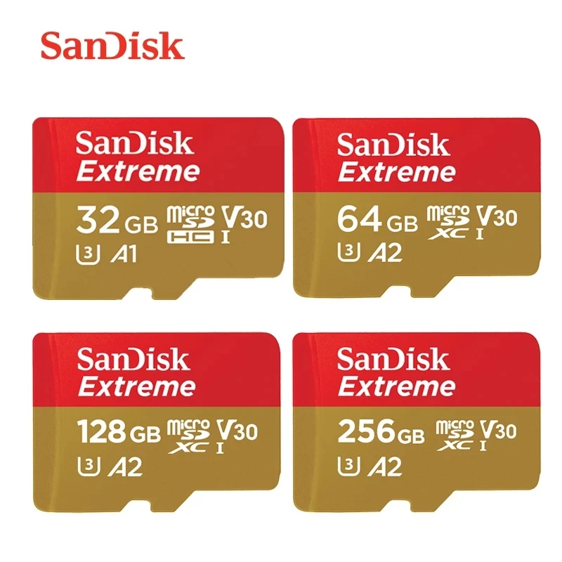 

Memory Card SanDisk Original Extreme MicroSD TF Card SDXC U3 A2 32GB 64GB 128GB 256GB 512G 400gb for Camera Drone phone car 4K