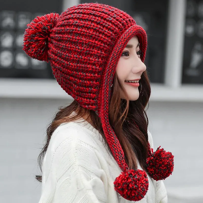 Mix Color Women Girl Knitted Beanie Stripes Earmuff Pom Poms Hat Autumn Winter Fashion Hat Cycling Running Outdoor Hat
Mix Color Women Girl Knitted Beanie Stripes Earmuff Pom Poms Hat Autumn Winter Fashion Hat Cycling Running Outdoor Hat
