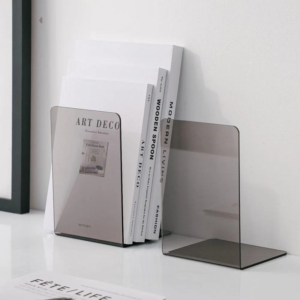 2 Pcs/Set Clear Acrylic Bookends L-shaped Desk Organizer Desktop Book Holder School Stationery Office Supplies Storage Supplies 
2 Pcs/Set Clear Acrylic Bookends L-shaped Desk Organizer Desktop Book Holder School Stationery Office Supplies Storage Supplies