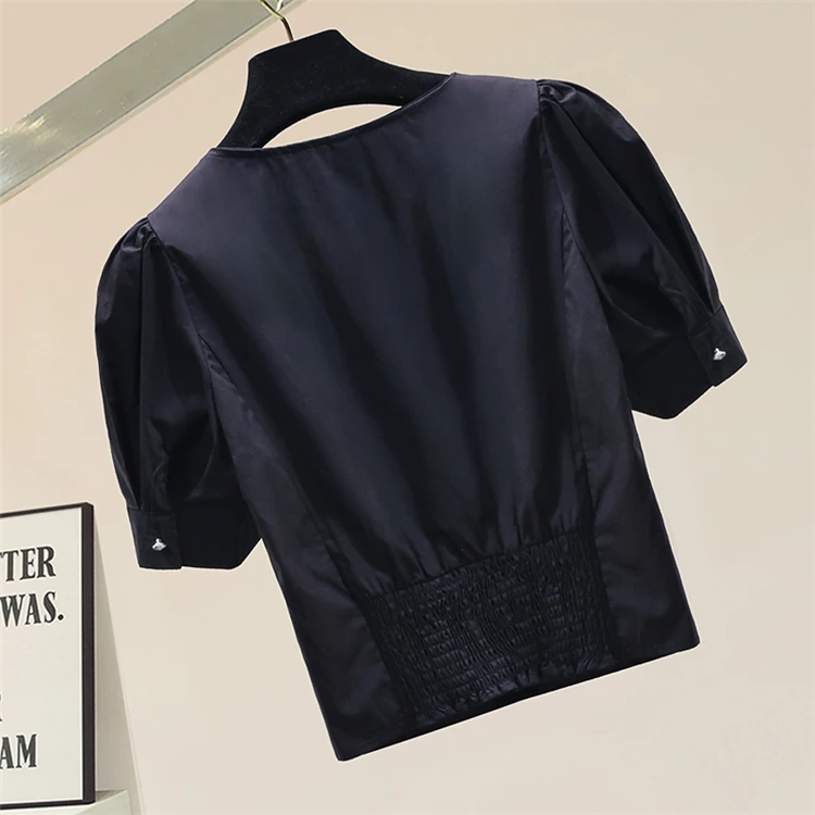 2021 Spring and Summer Shirt Square Collar Ruffles Short Sleeve Black Chiffon Shirt Women's Blouse New 2021 Ladies Black Top
2021 Spring and Summer Shirt Square Collar Ruffles Short Sleeve Black Chiffon Shirt Women's Blouse New 2021 Ladies Black Top