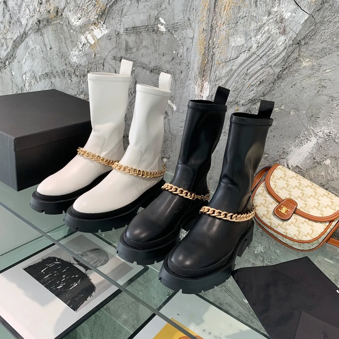 Women Round Toe Platform Slip On Boots Ladies Metal Decoration Genuine Leather Mid-Calf Boots Botas De Mujer Designer Shoes
Women Round Toe Platform Slip On Boots Ladies Metal Decoration Genuine Leather Mid-Calf Boots Botas De Mujer Designer Shoes