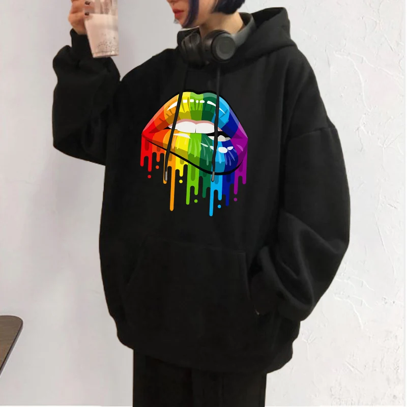 Hoodie And Fleece Women's Loose Korean New Fashion Colored Lips Printed Sweatshirt Casual Coat 2021 New Casual Tops
Hoodie And Fleece Women's Loose Korean New Fashion Colored Lips Printed Sweatshirt Casual Coat 2021 New Casual Tops