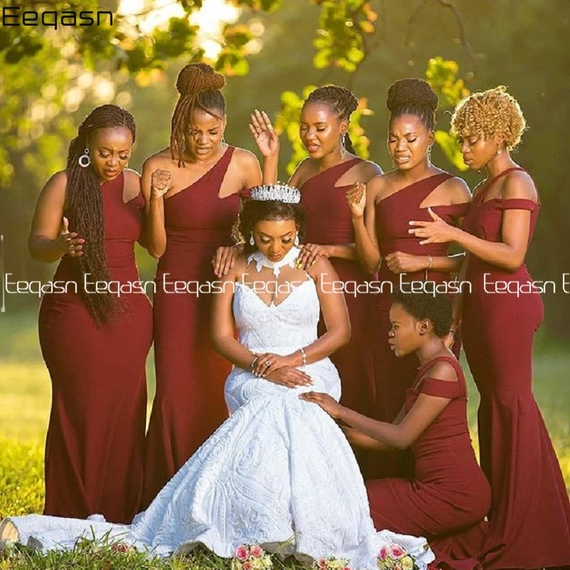 Eeqasn Burgundy Mermaid Bridesmaid Dresses Sweep Train Garden Country Wedding Guest Gowns Maid of Honor Dress Plus Size
Eeqasn Burgundy Mermaid Bridesmaid Dresses Sweep Train Garden Country Wedding Guest Gowns Maid of Honor Dress Plus Size