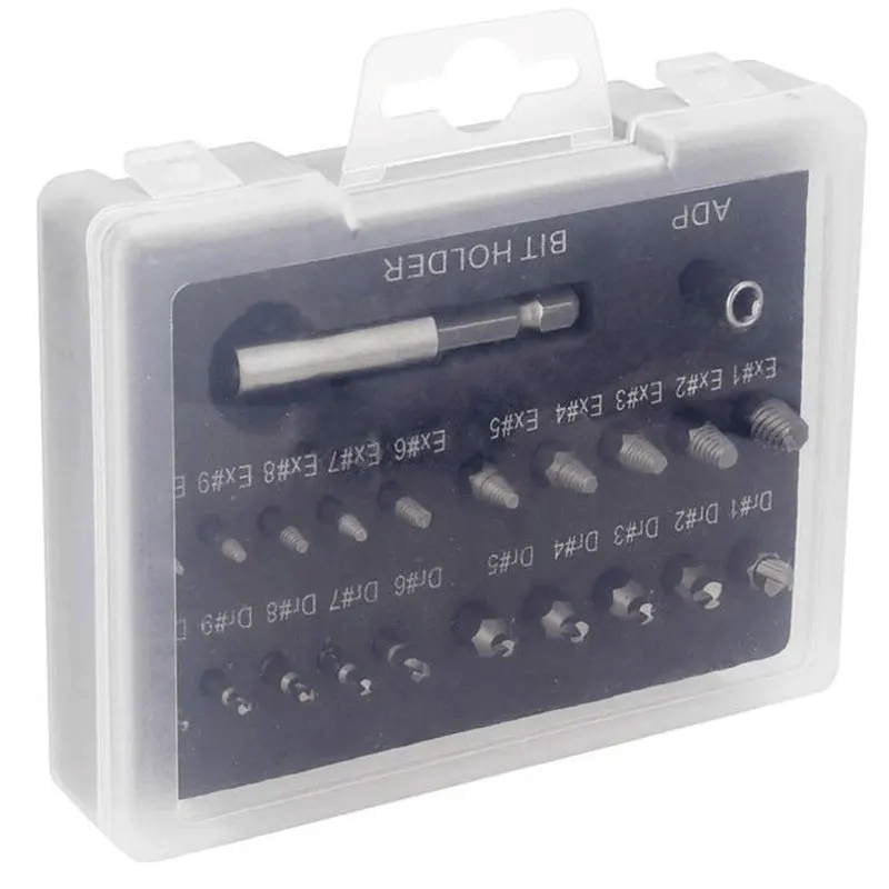 Drillpro 22PCS Damaged Screw Extractor Kit For Damaged Screws HSS Damaged Bolt Extractor Screw Remover Kit Tool Sets
Drillpro 22PCS Damaged Screw Extractor Kit For Damaged Screws HSS Damaged Bolt Extractor Screw Remover Kit Tool Sets