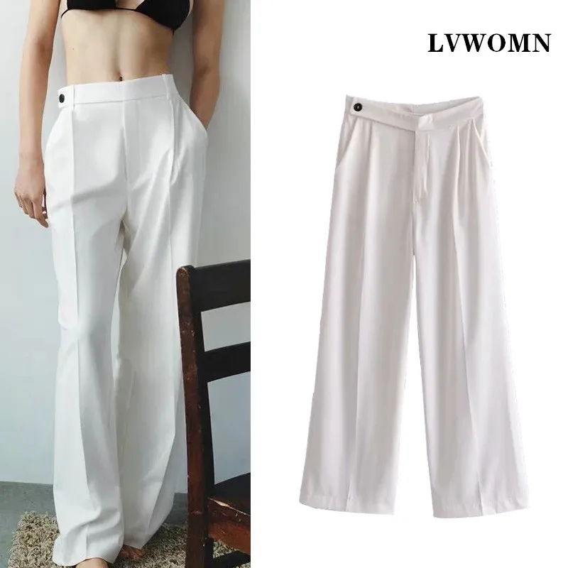 LVWOMN Za Pants 2021 Women Spring White High Waist Wide Leg Pants Woman Elegant Trousers Pocket Loose Female Casual Pants Mujer
LVWOMN Za Pants 2021 Women Spring White High Waist Wide Leg Pants Woman Elegant Trousers Pocket Loose Female Casual Pants Mujer