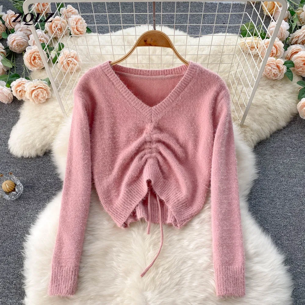 ZQLZ Sweater Women Autumn Winter Soft Korean Knitted Design Drawstring Slim Long Sleeve Tops Fashion Streetwear Short Pullovers
ZQLZ Sweater Women Autumn Winter Soft Korean Knitted Design Drawstring Slim Long Sleeve Tops Fashion Streetwear Short Pullovers