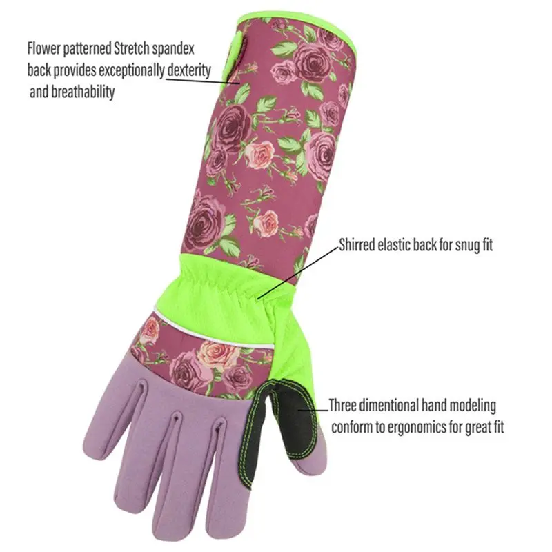A Pair Floral Print Puncture Resistant Long Sleeve Leather Gardening Gloves P9YB 
A Pair Floral Print Puncture Resistant Long Sleeve Leather Gardening Gloves P9YB
