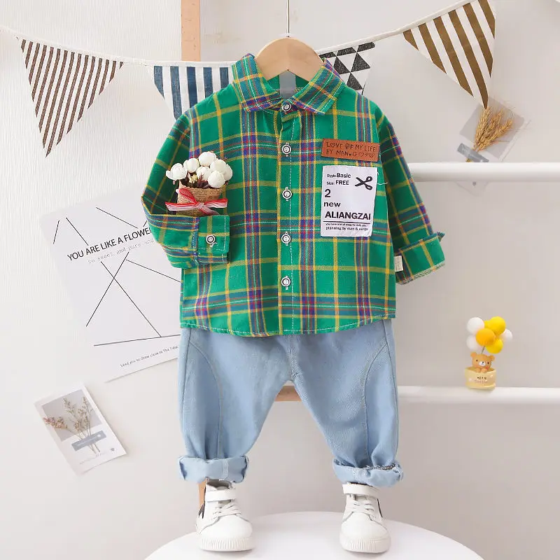Spring Autumn Children Cotton Clothes Baby Boys Plaid Blouses Denim Jeans 2Pcs/Sets Infant Kids Fashion Toddler Tracksuits Sets
Spring Autumn Children Cotton Clothes Baby Boys Plaid Blouses Denim Jeans 2Pcs/Sets Infant Kids Fashion Toddler Tracksuits Sets