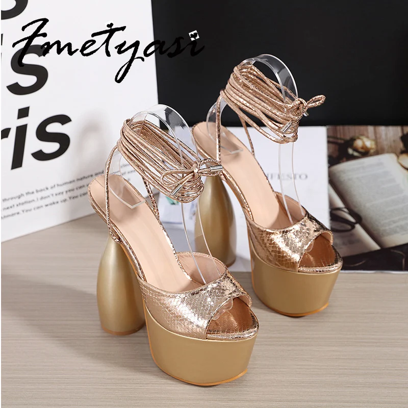 Golden Women Super High Heels Shoes Platform Rear Strap Round Peep Toe Heels Clear Upper Fish Mouth Shaped Cross-tied Pumps
Golden Women Super High Heels Shoes Platform Rear Strap Round Peep Toe Heels Clear Upper Fish Mouth Shaped Cross-tied Pumps